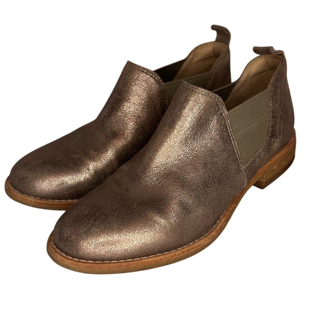 Clarks Metallic Leather Chelsea Ankle Boots Slip On Bronze Pewter 6M Women's